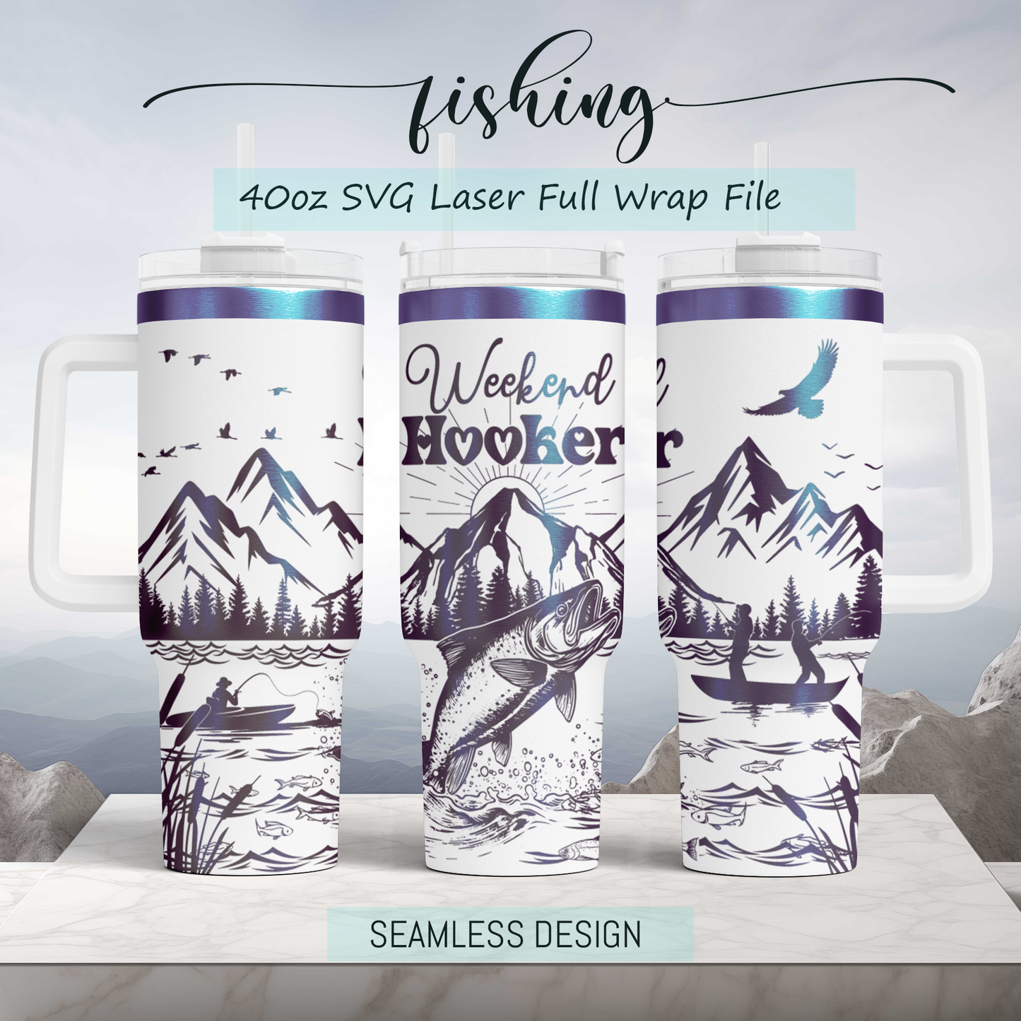 Weekend Hooker SVG 40oz Tumbler Laser Engraved Full Wrap Seamless, SVG Laser Rotary, PNG sublimation