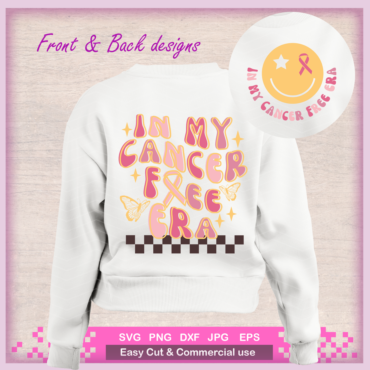 In My Cancer Free Era , smile face Svg Png, Breast Cancer Warrior Png, svg file for cricut, Png sublimation