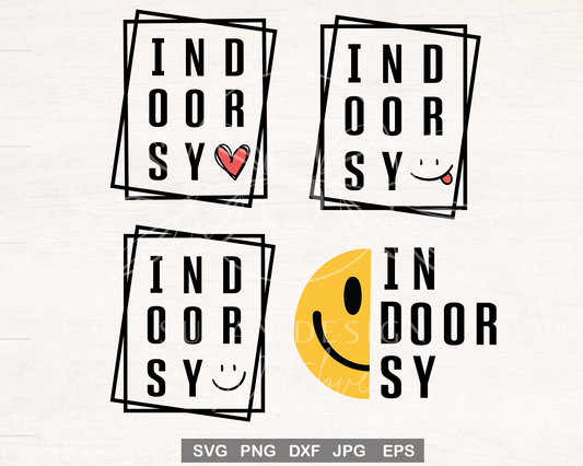 Indoorsy smile face svg bundle, Cute Introvert Weekend Quotes svg, Introvert mom life, Homebody SVG, SVG files for Cricut, PNG sublimation