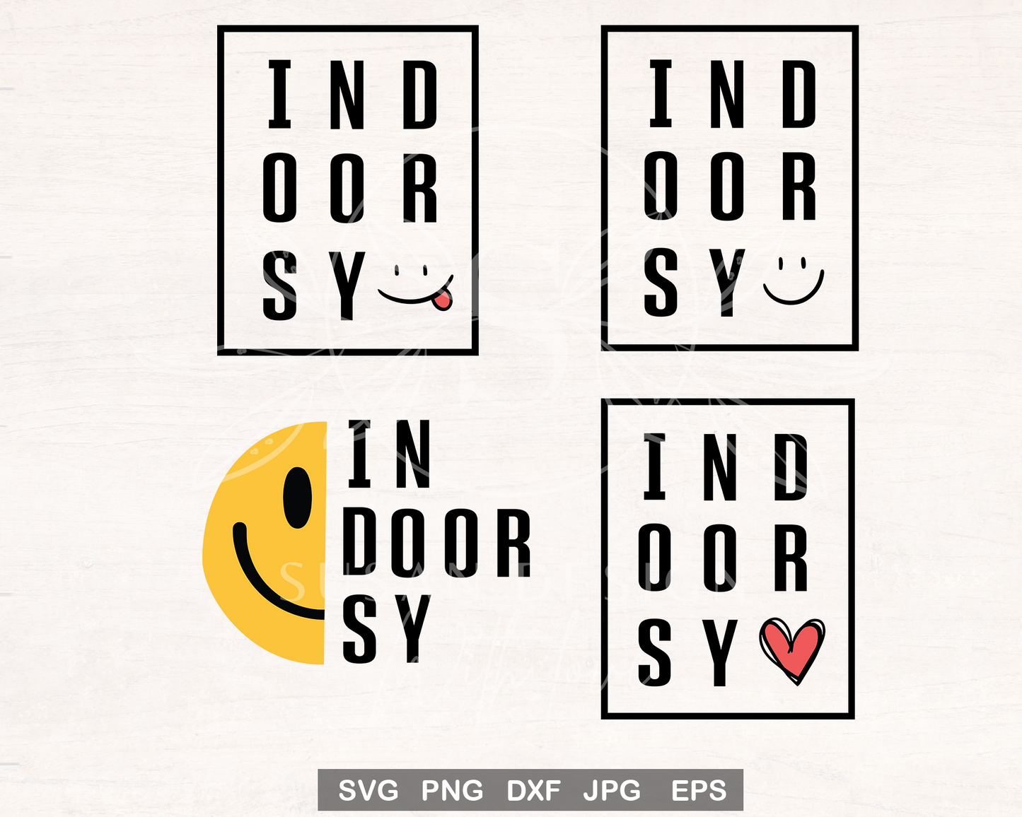 Indoorsy smile face svg bundle, Cute Introvert Weekend Quotes svg, Introvert mom life, Gift for mom, SVG files for Cricut, PNG sublimation