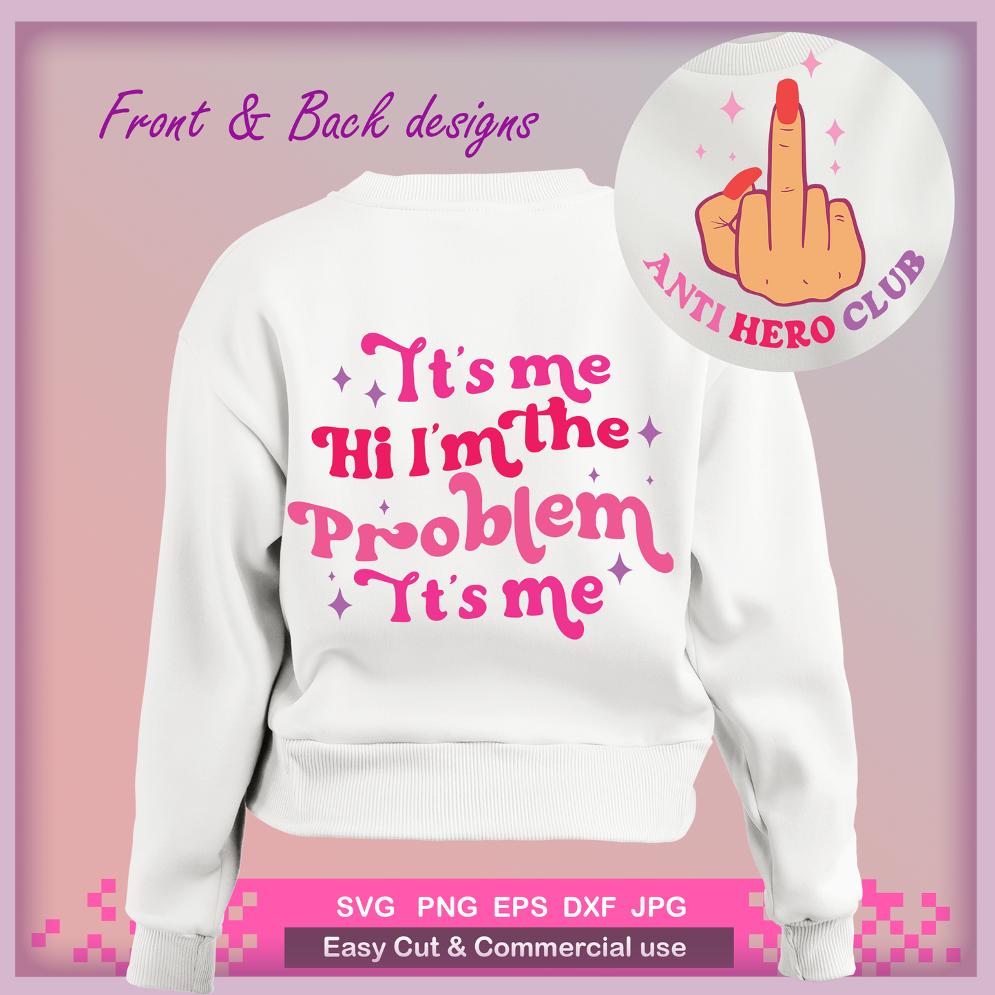 It's me Shirt Svg Png, I'm the problem retro, Anti Hero Club Png, Holiday Gift, middle finger svg, svg file for Cricut, png sublimation