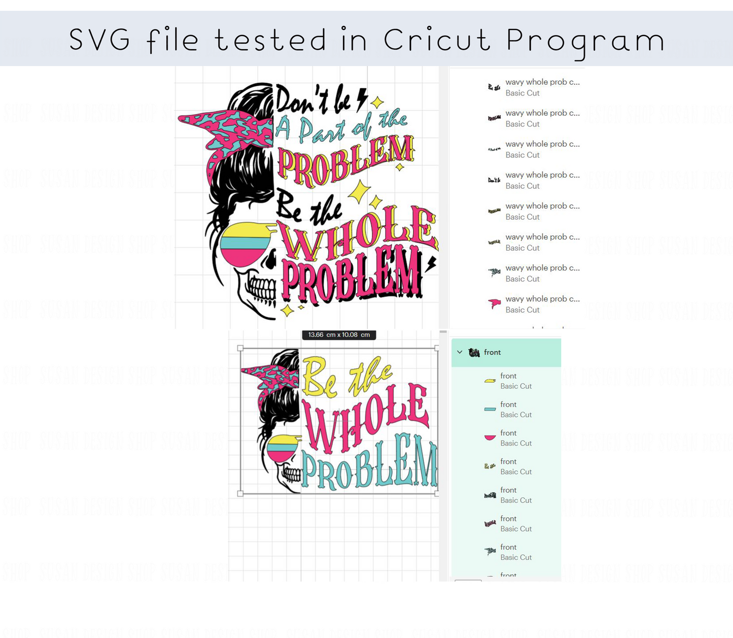 Funny messy bun Sarcastic Dont Be Part Of a Problem Be The Whole Problem SVG PNG, Humor Skeleton Retro Sublimation, Cut File Front Back