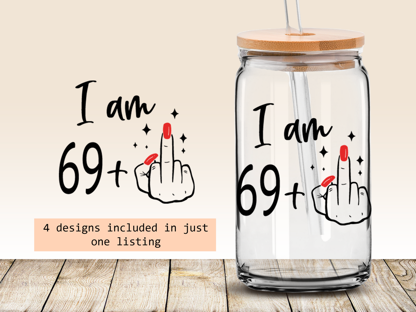 Funny 70th birthday 16oz Libbey glass can wrap, bundle for men women, SVG cutting file for Cricut, PNG sublimation, Single and Layered SVG