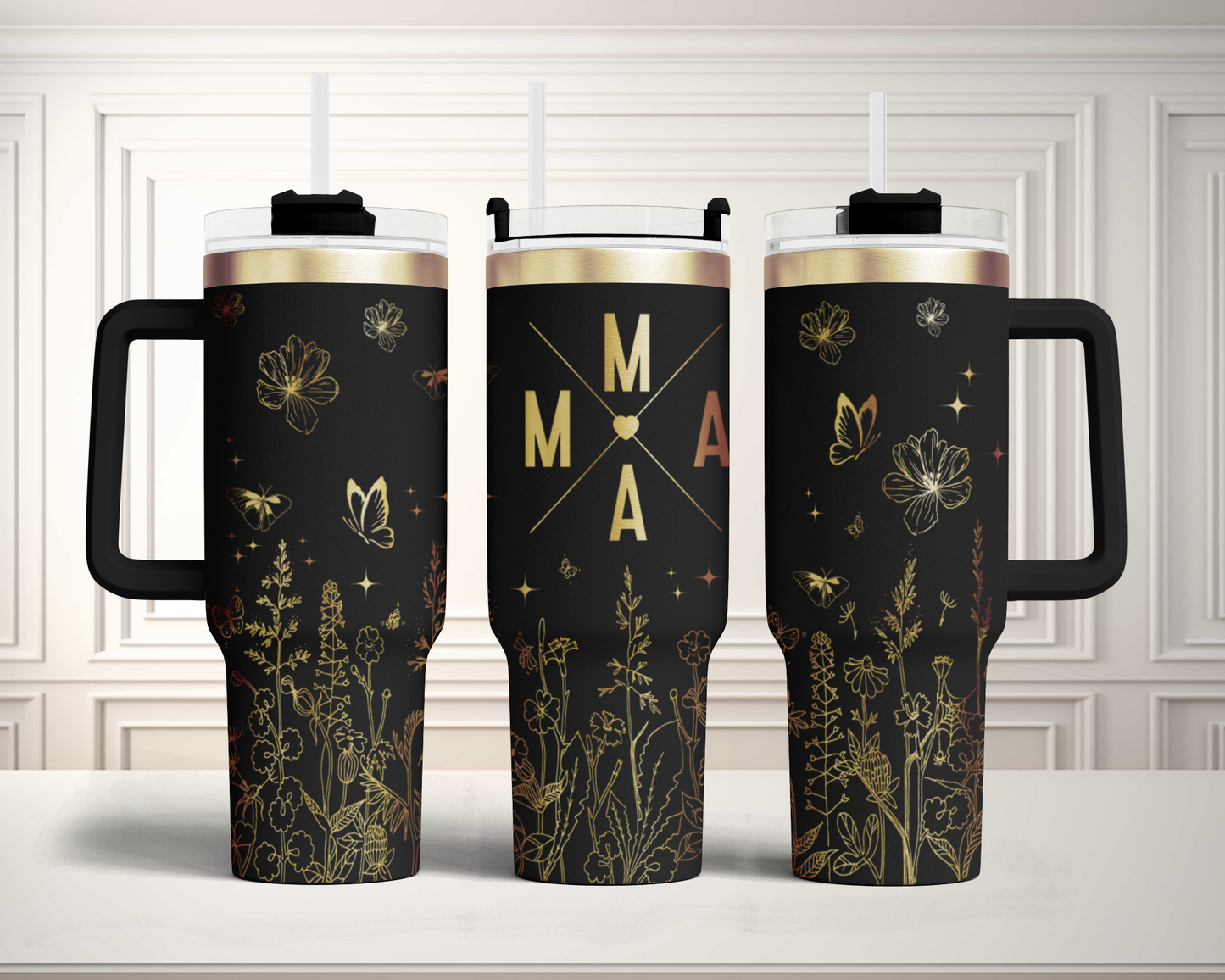 Wildflower Mama 40oz Tumbler SVG Laser Engraved Full Wrap Seamless, Rotary and PNG sublimation