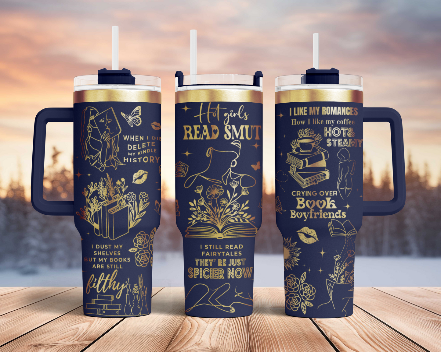 Hot girl reading smut, funny book lover, Engraved Full Wrap Seamless 40oz Tumbler SVG Laser Rotary and PNG sublimation