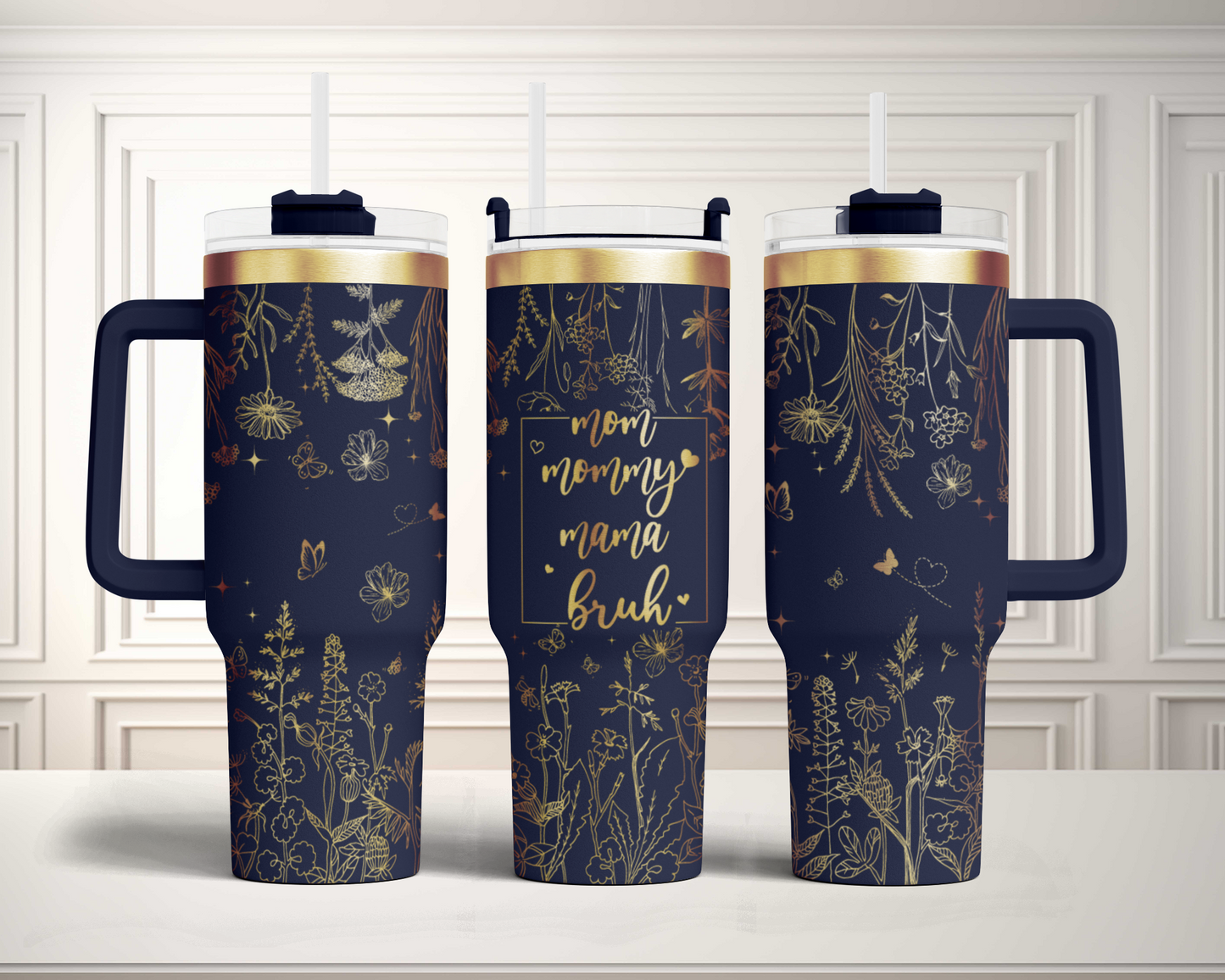 Funny Mom life bruh wild flower floral 40oz Tumbler SVG Laser Engraved Full Wrap Seamless, Rotary and PNG sublimation