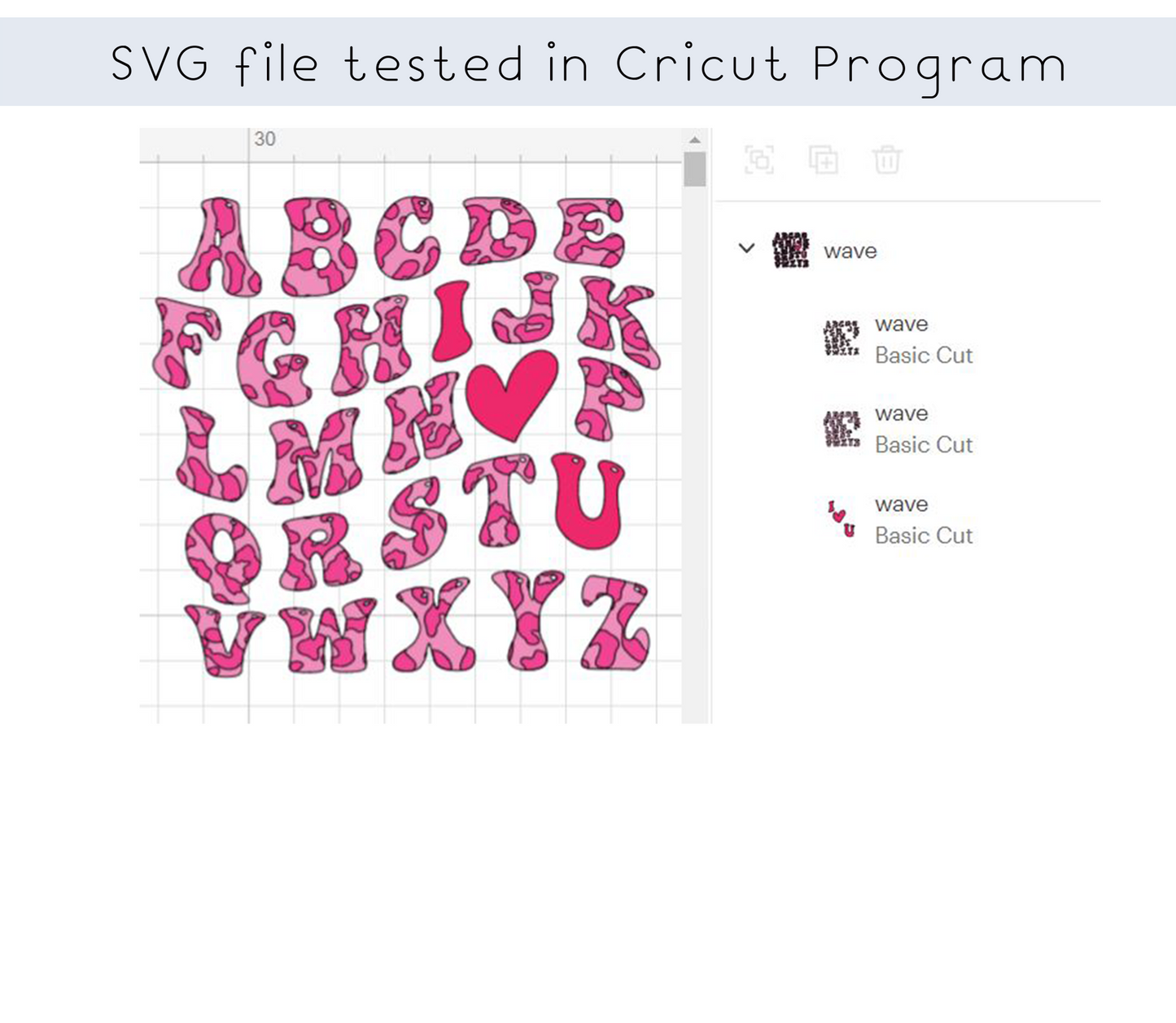 Wavy Valentine Leopard Alphabet I Love You Svg Png, Kids Valentines Svg, Love Alphabet Svg, Shirt design for Valentine's Day.,Layered SVG cut