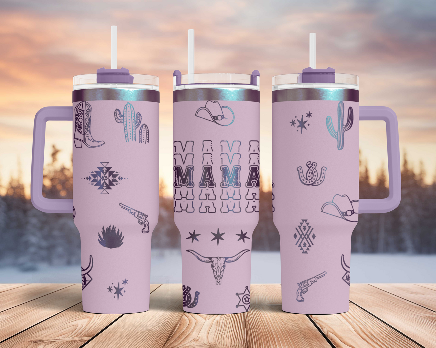 Howdy Mama Western Engraved Full Wrap Seamless 40oz Tumbler SVG Laser Rotary and PNG sublimation