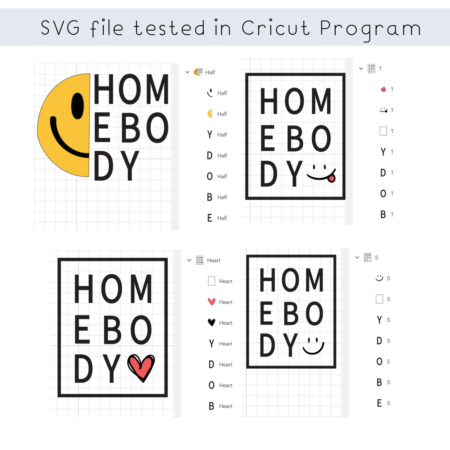 Homebody smile face SVG bundle files for Cricut, PNG sublimation