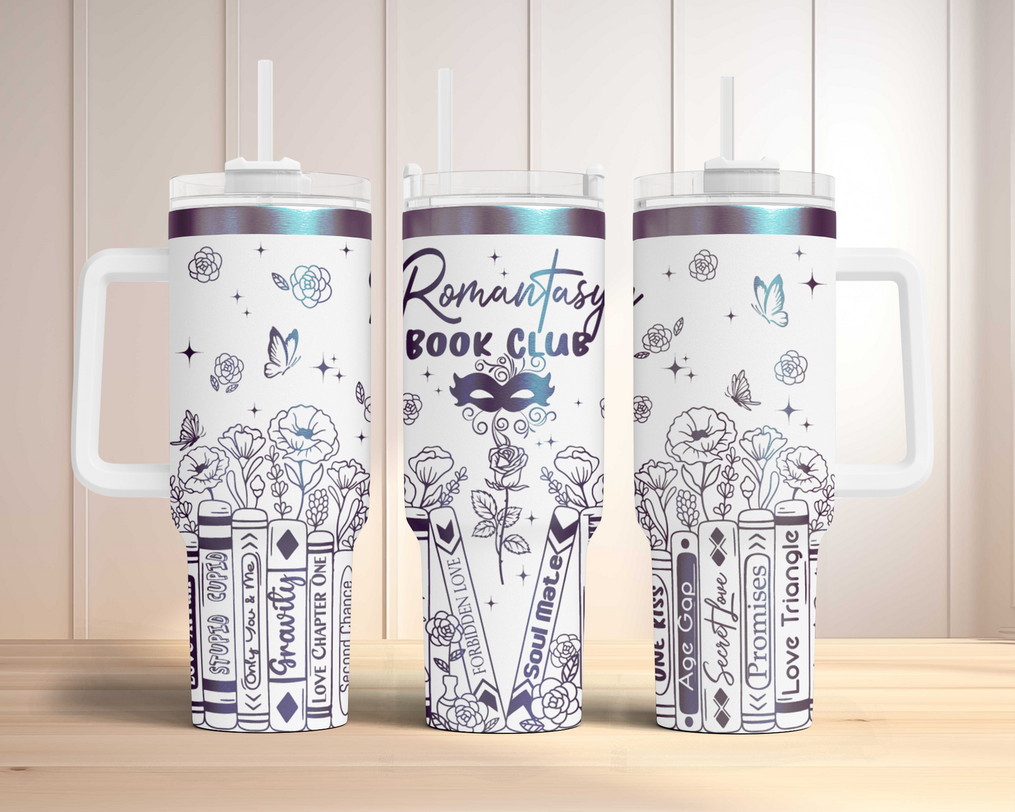 Romantasy Book club, funny book lover Engraved Full Wrap Seamless 40oz Tumbler SVG Laser Rotary and PNG sublimation