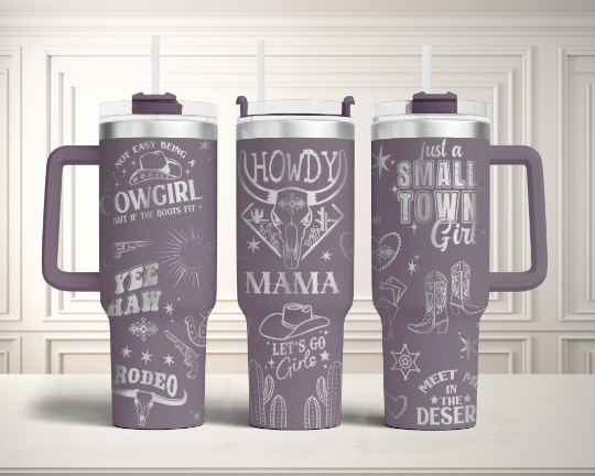 Howdy Mama Western Engraved Full Wrap Seamless 40oz Tumbler SVG Laser Rotary and PNG sublimation (Copy)
