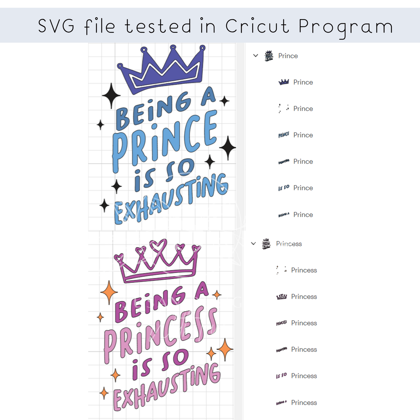 Being a Princess is so exhausting, and Prince Quote Svg Bundle