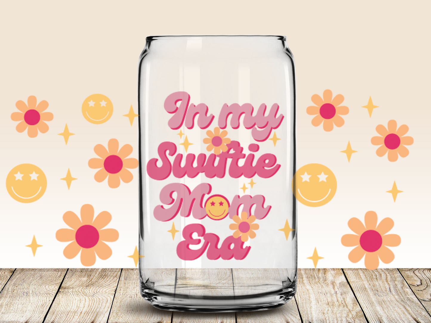 In my Swiftie Mom Era Retro 16oz Libbey glass can wrap, SVG cutting file for Cricut, PNG sublimation, Layered SVG