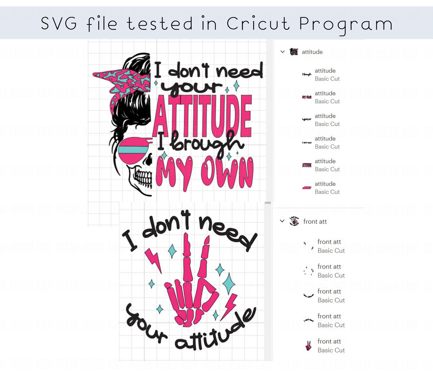 Funny Sarcastic I Don't Need Your Attitude SVG PNG, Girl Boss Retro Humor messy bun Skeleton Retro Sublimation, Cut File Front Back design