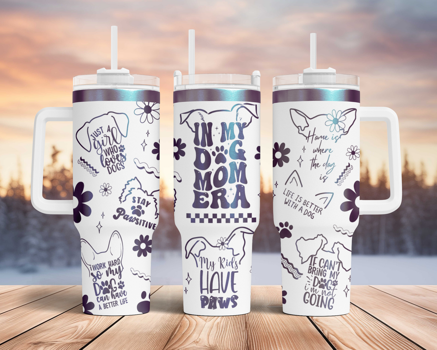 In my dog mom era, dog lover Engraved Full Wrap Seamless Design 40oz Tumbler, Digital Download, SVG Laser Rotary and PNG sublimation