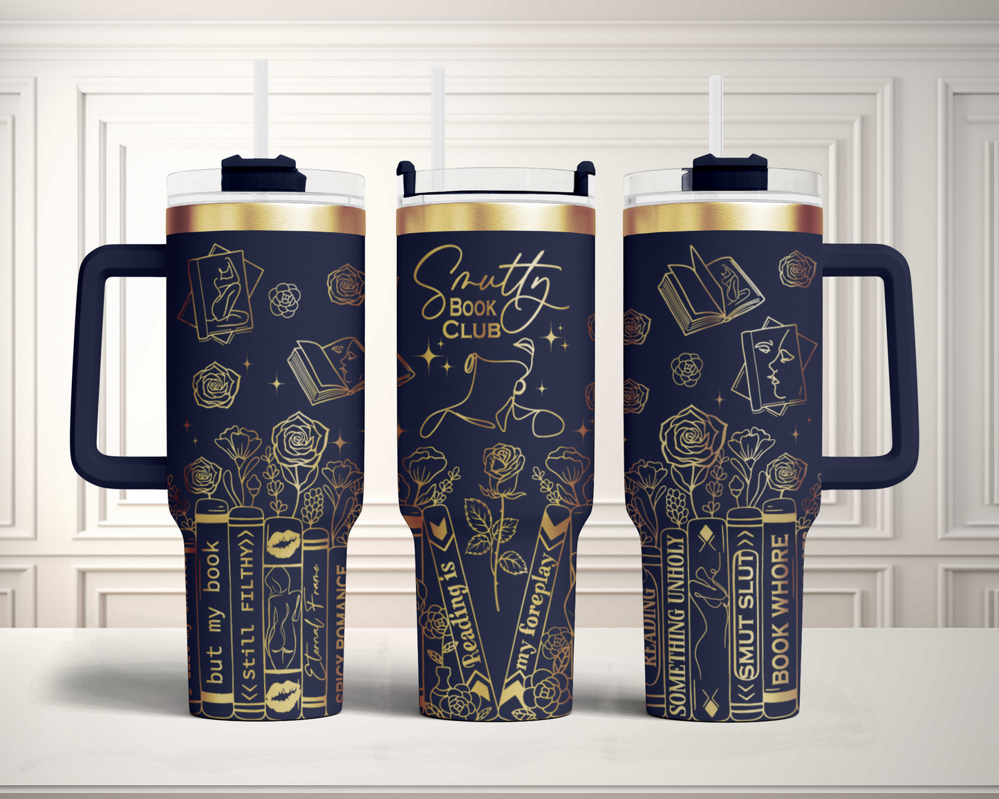 Smutty book club, funny book lover, Engraved Full Wrap Seamless 40oz Tumbler SVG Laser Rotary and PNG sublimation