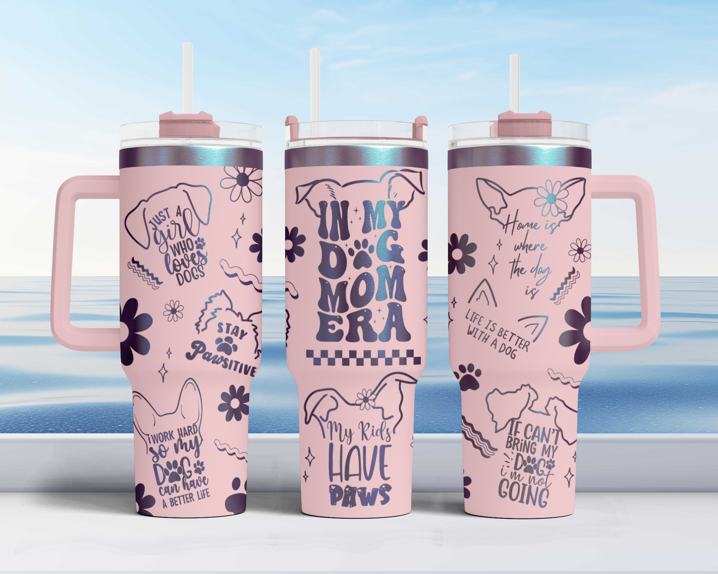 In my dog mom era, dog lover Engraved Full Wrap Seamless Design 40oz Tumbler, Digital Download, SVG Laser Rotary and PNG sublimation