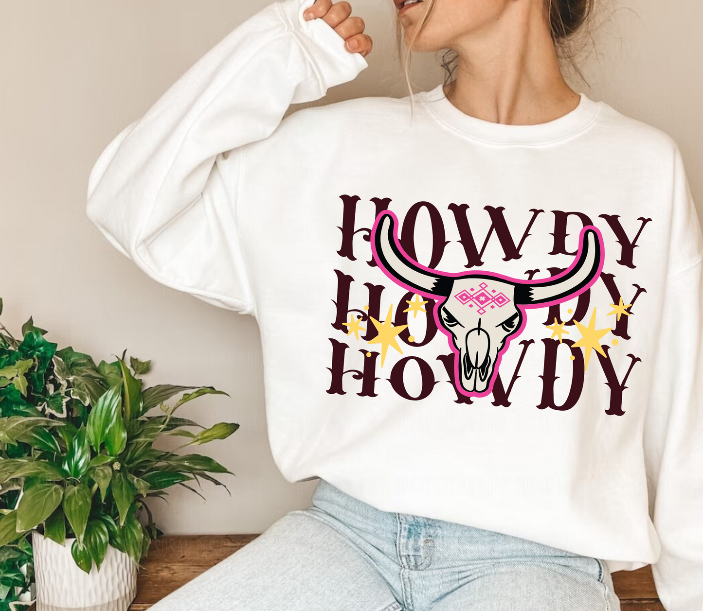 Howdy western country Cow Skull SVG Png, Cowboy Phrase and Saying Retro, Cowhide Png SVG file for Cricut, PNG print sublimation, Tshirt