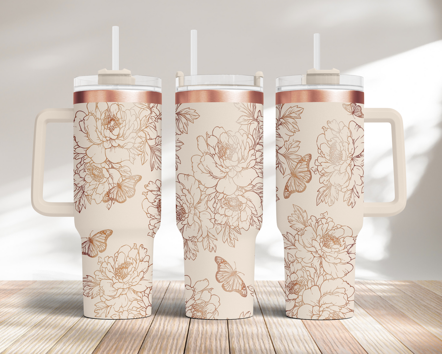 Flower Bundle 5 designs, 40oz Tumbler SVG Laser Engraved Full Wrap Seamless