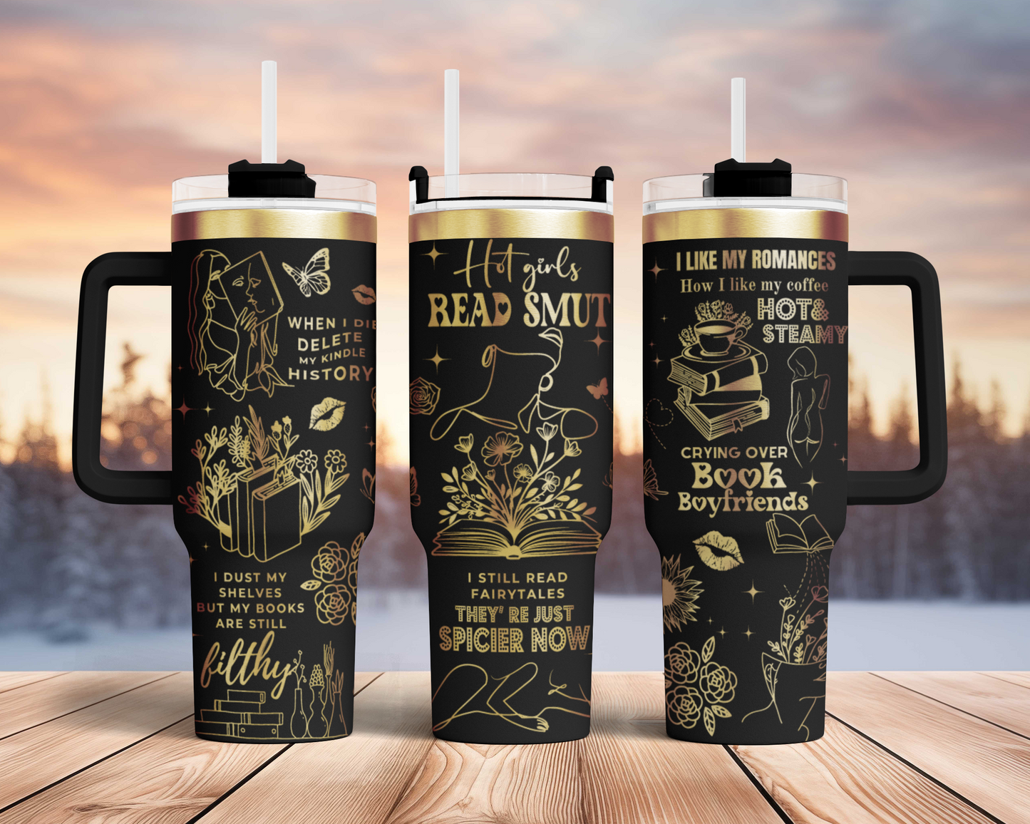Hot girl reading smut, funny book lover, Engraved Full Wrap Seamless 40oz Tumbler SVG Laser Rotary and PNG sublimation