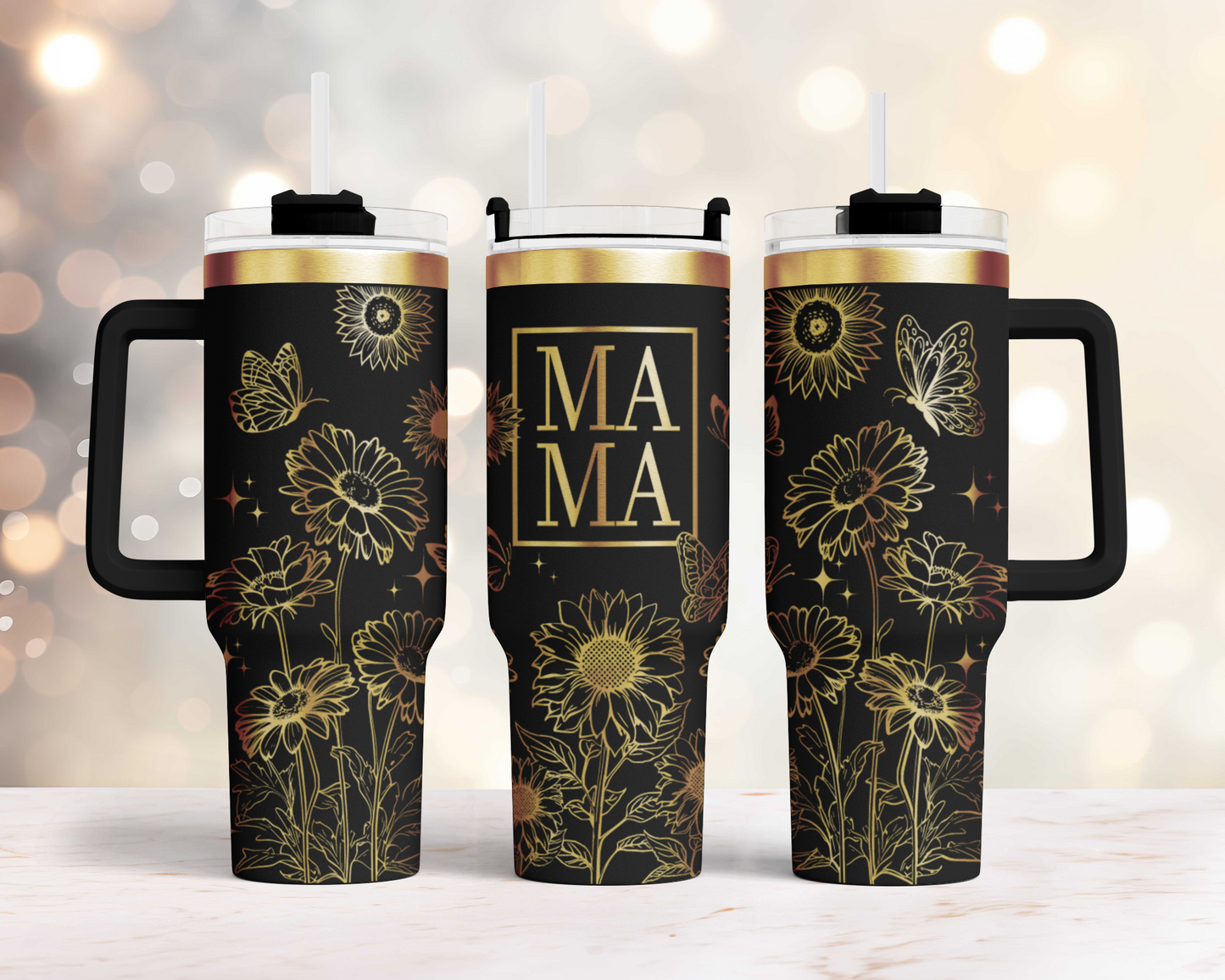unflower Mama Engraved Full Wrap Seamless 40oz Tumbler SVG Laser Rotary and PNG sublimation