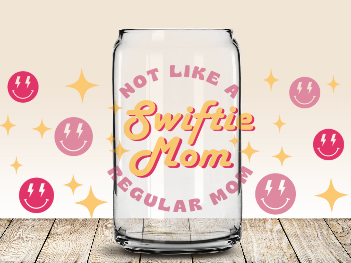 Swiftie Mom, Not like a regular mom Retro 16oz Libbey glass can wrap, SVG cutting file for Cricut, PNG sublimation, Layered SVG
