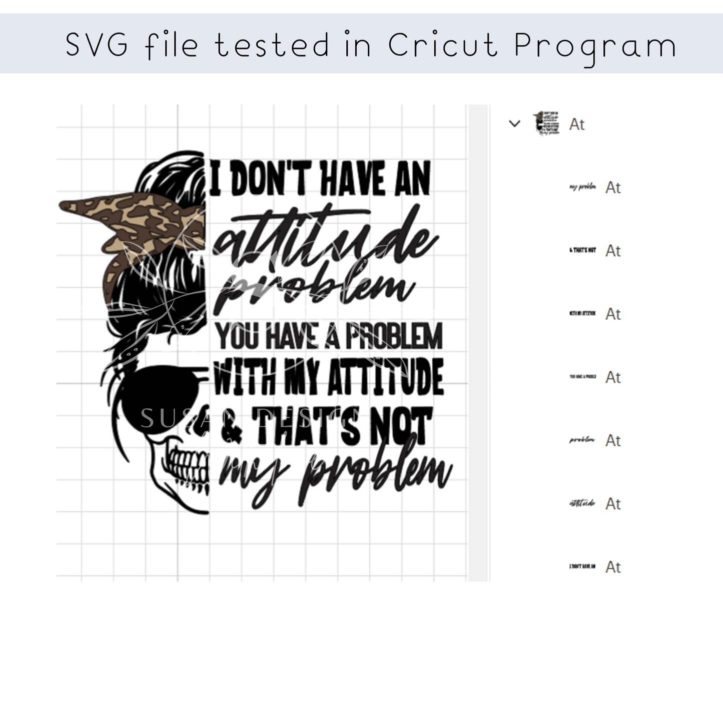 Attitude Problem Svg, sassy sarcastic Svg, messy bun, mom life, Snarky Humor SVG, SVG files for Cricut, PNG sublimation