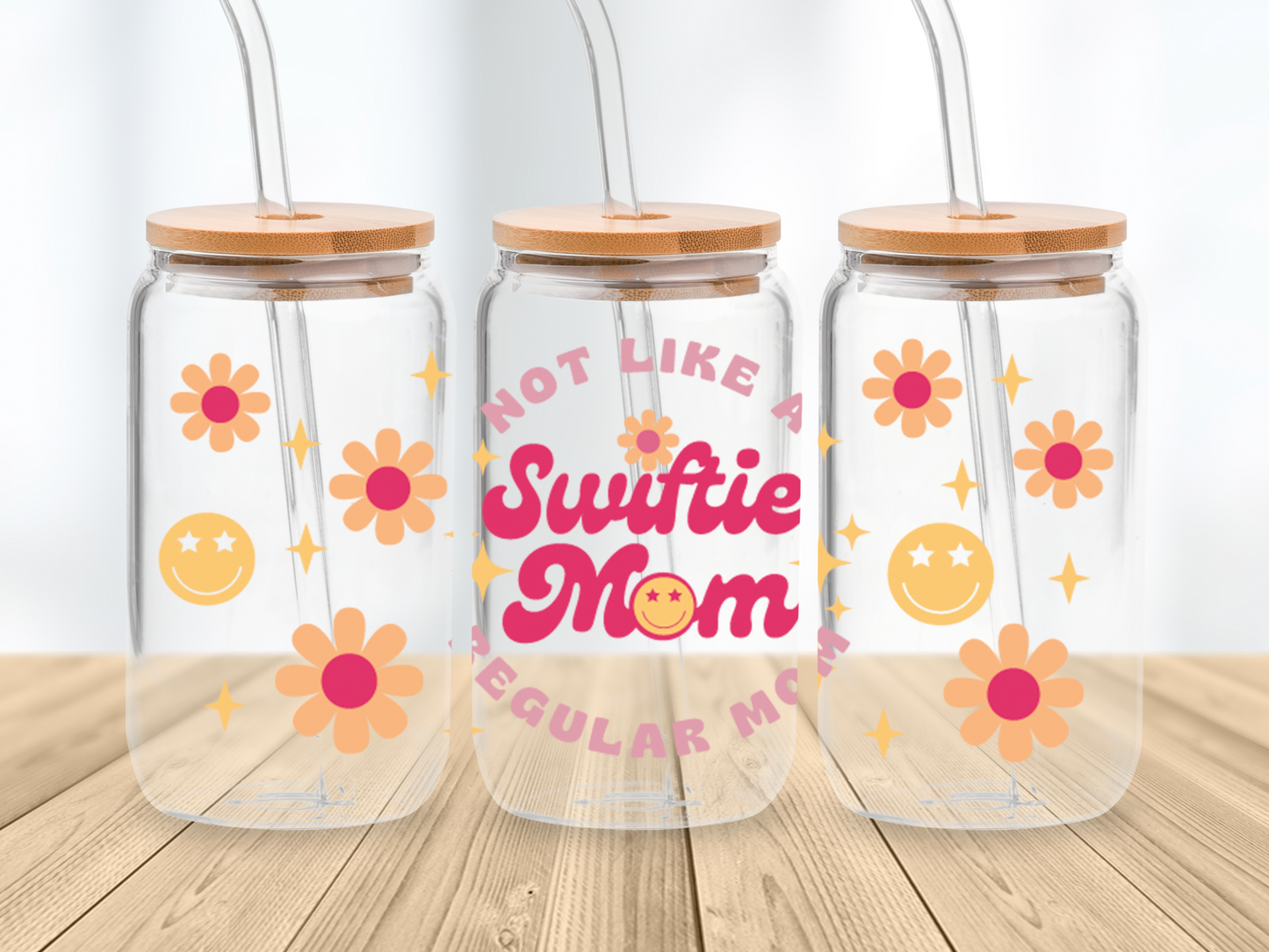 Swiftie Mom retro, Not like a regular mom Retro 16oz Libbey glass can wrap, SVG cutting file for Cricut, PNG sublimation, Layered SVG