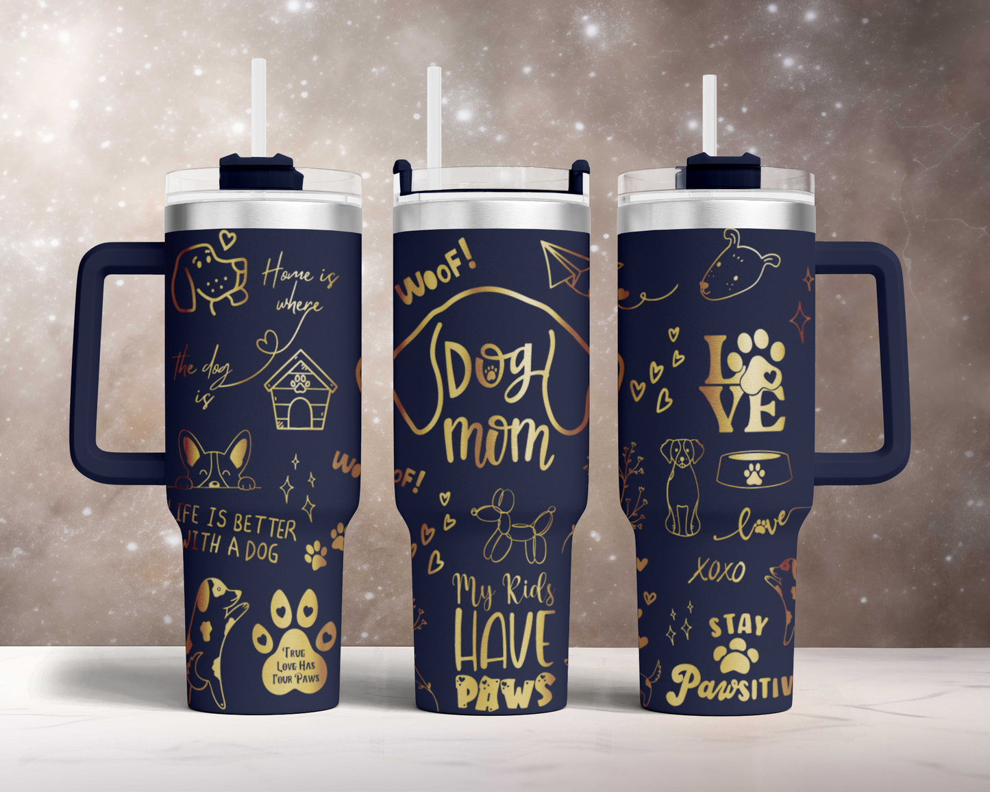 Dog mom mama, dog lover Engraved Full Wrap Seamless Design 40oz Tumbler, Digital Download, SVG Laser Rotary and PNG sublimation