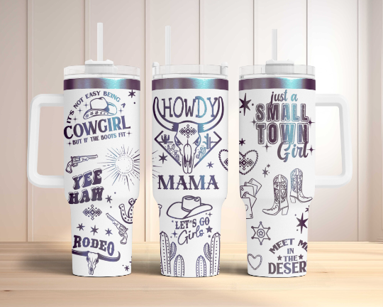 Howdy Mama Western Engraved Full Wrap Seamless 40oz Tumbler SVG Laser Rotary and PNG sublimation (Copy)