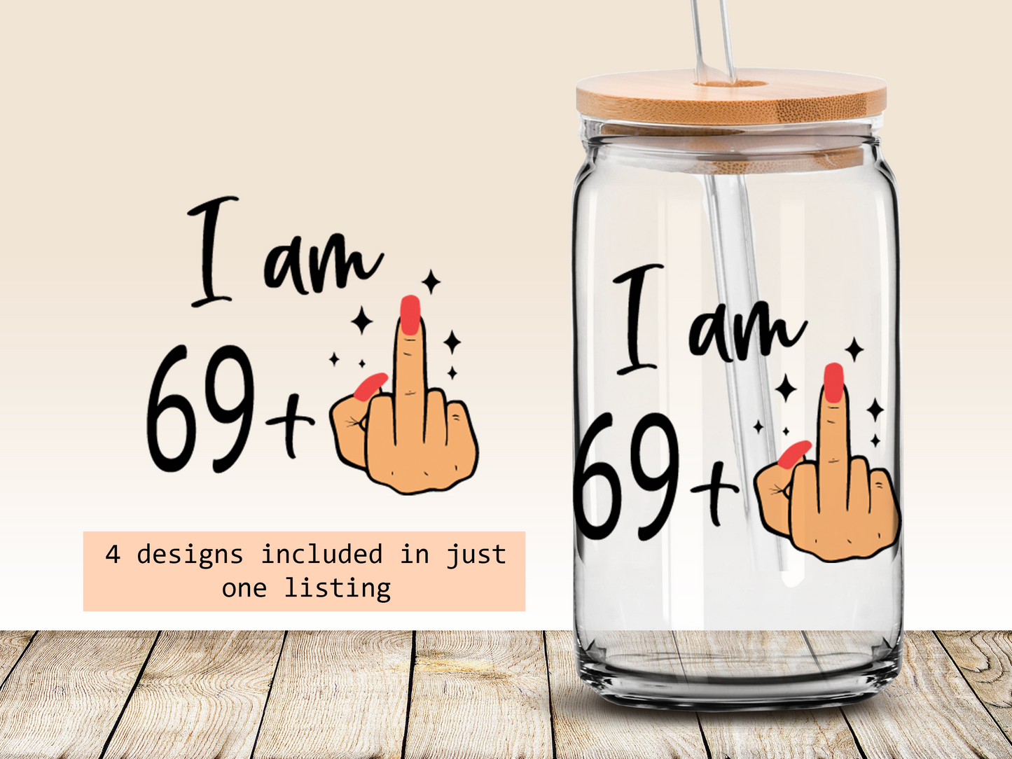 Funny 70th birthday 16oz Libbey glass can wrap, bundle for men women, SVG cutting file for Cricut, PNG sublimation, Single and Layered SVG