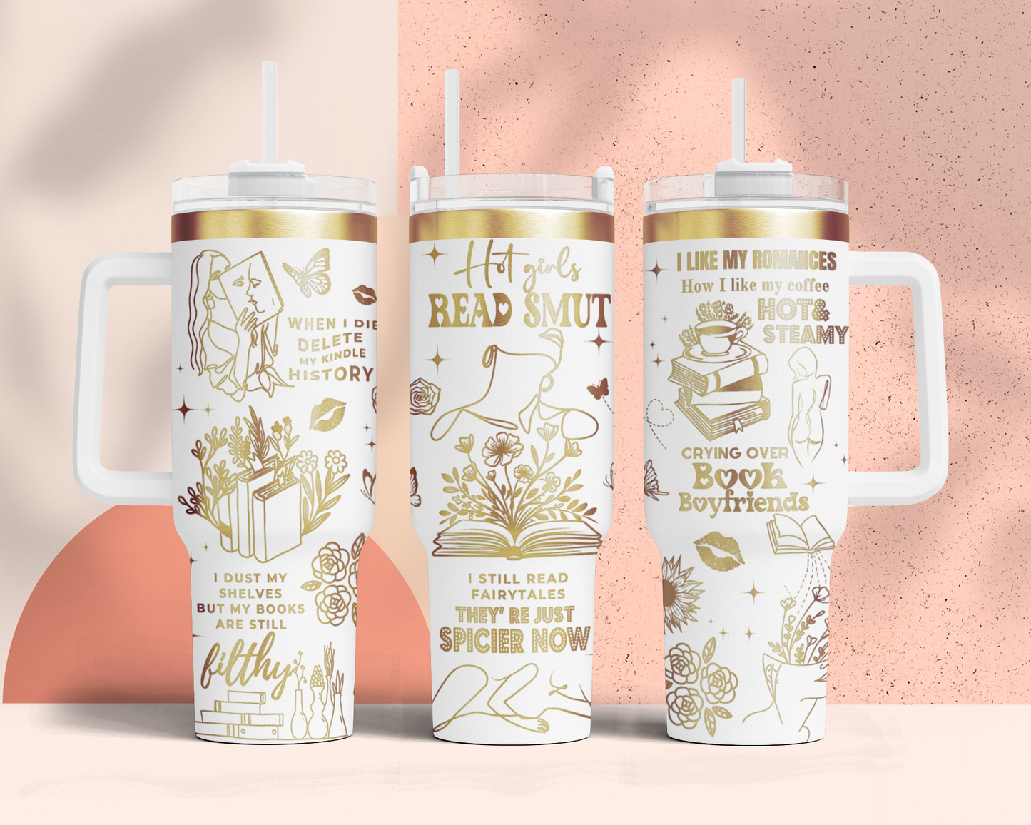 Hot girl reading smut, funny book lover, Engraved Full Wrap Seamless 40oz Tumbler SVG Laser Rotary and PNG sublimation