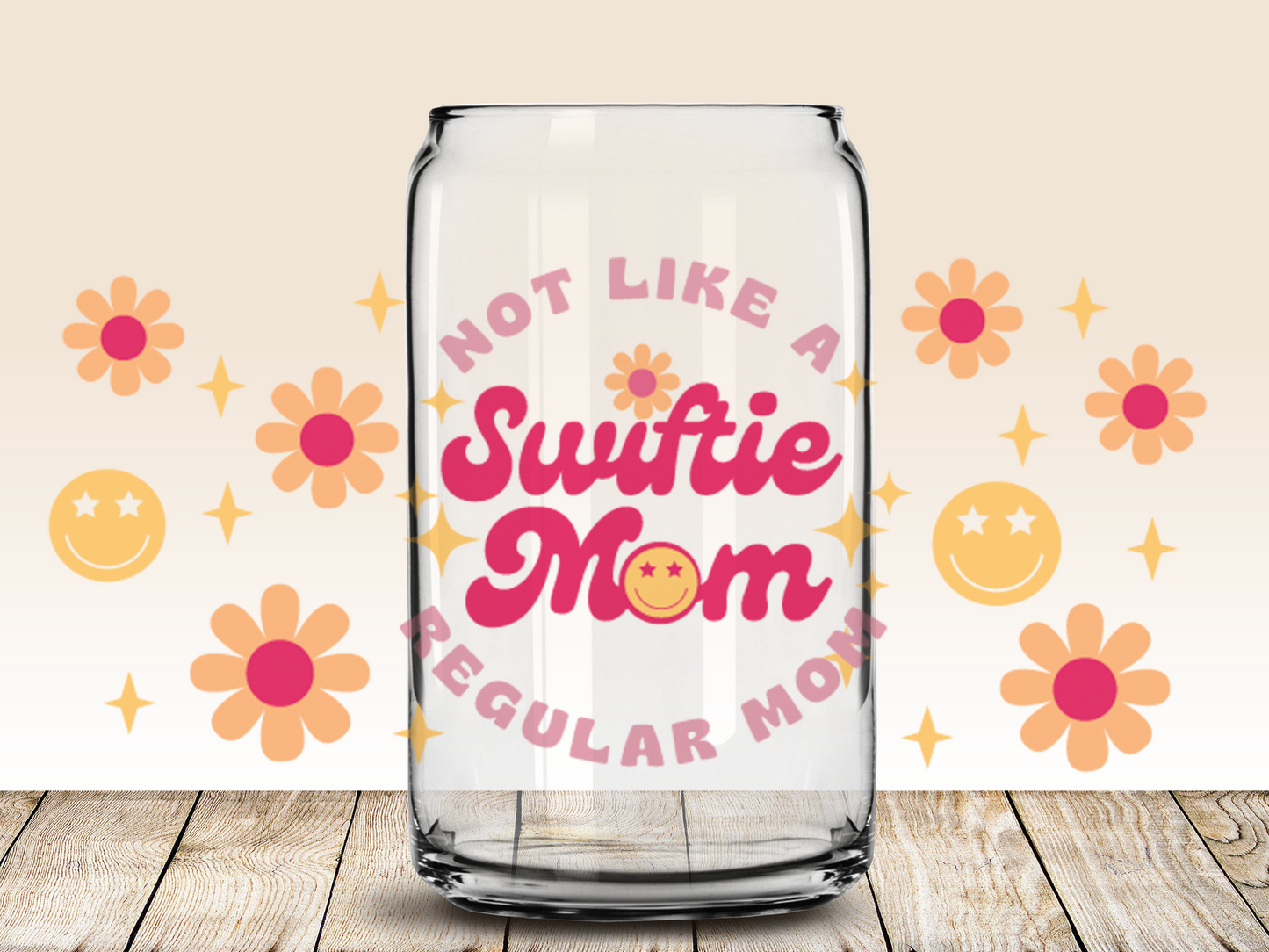 Swiftie Mom retro, Not like a regular mom Retro 16oz Libbey glass can wrap, SVG cutting file for Cricut, PNG sublimation, Layered SVG