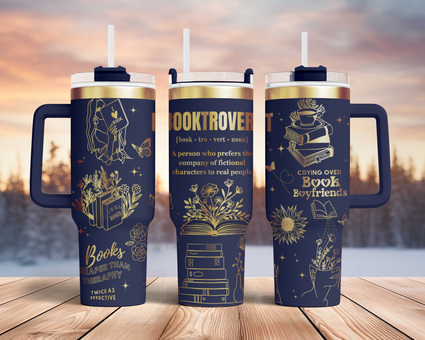 Booktrovert, funny book lover, Engraved Full Wrap Seamless 40oz Tumbler SVG Laser Rotary and PNG sublimation