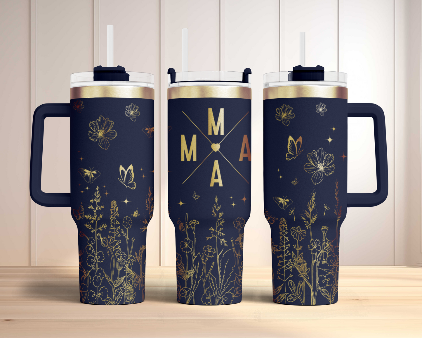 Wildflower Mama 40oz Tumbler SVG Laser Engraved Full Wrap Seamless, Rotary and PNG sublimation