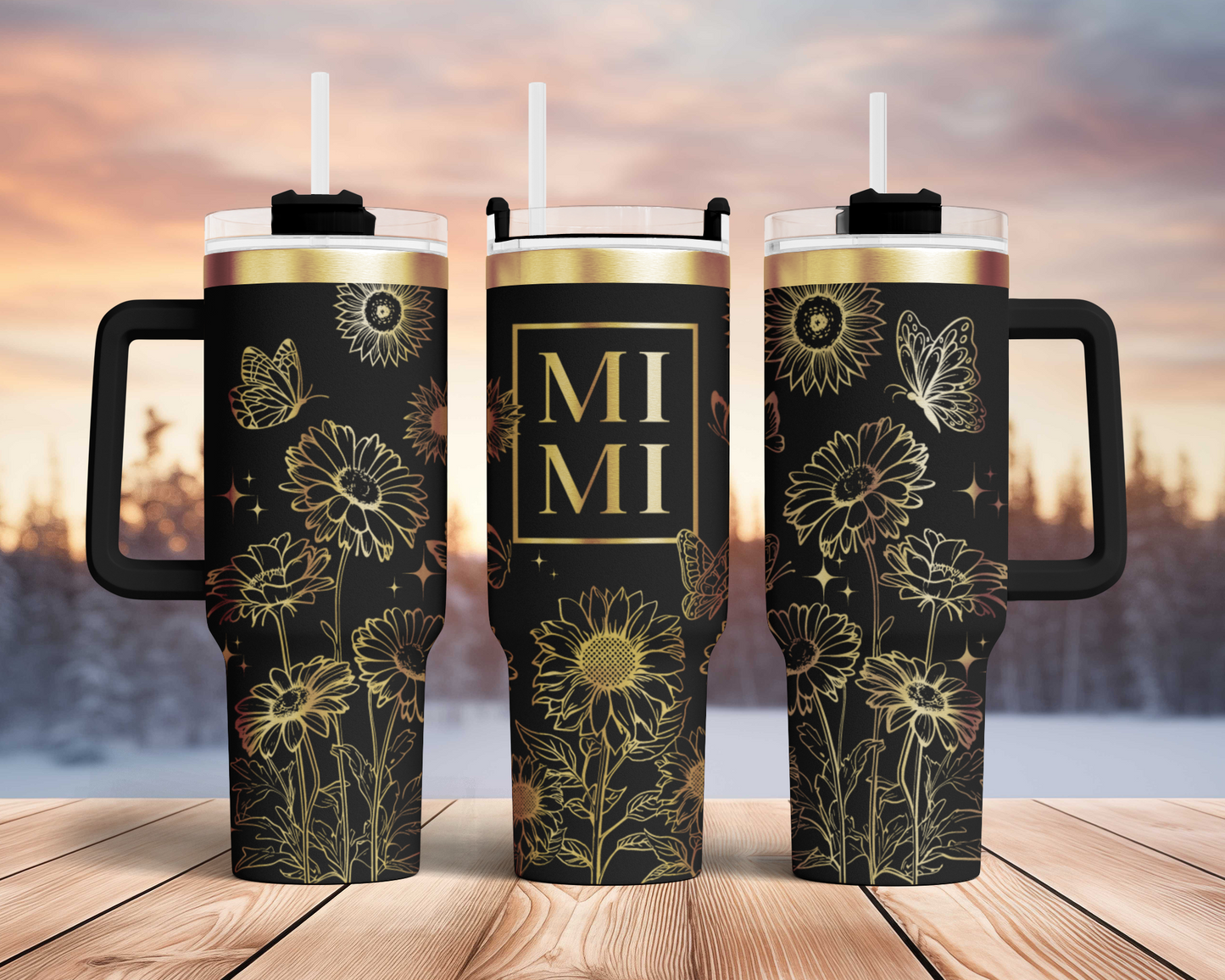 Blessed Mimi Sunflower, Grandma nana 40oz Tumbler SVG Laser Full Wrap Seamless Rotary and PNG sublimation