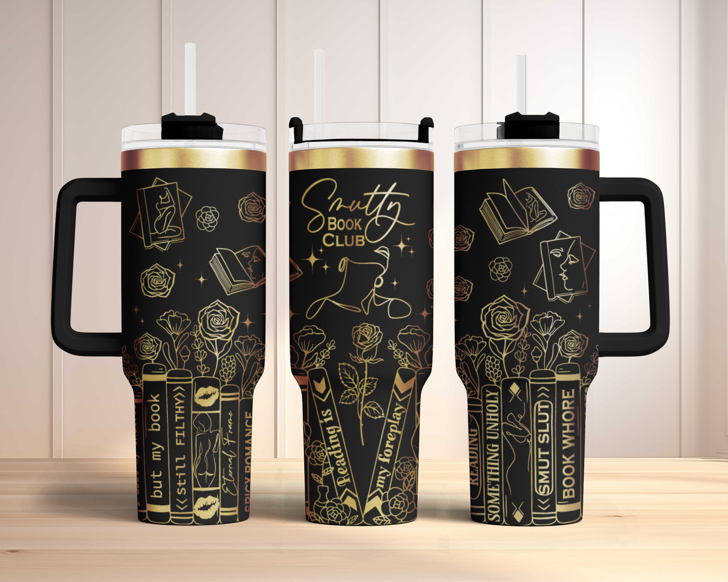 Smutty book club, funny book lover, Engraved Full Wrap Seamless 40oz Tumbler SVG Laser Rotary and PNG sublimation