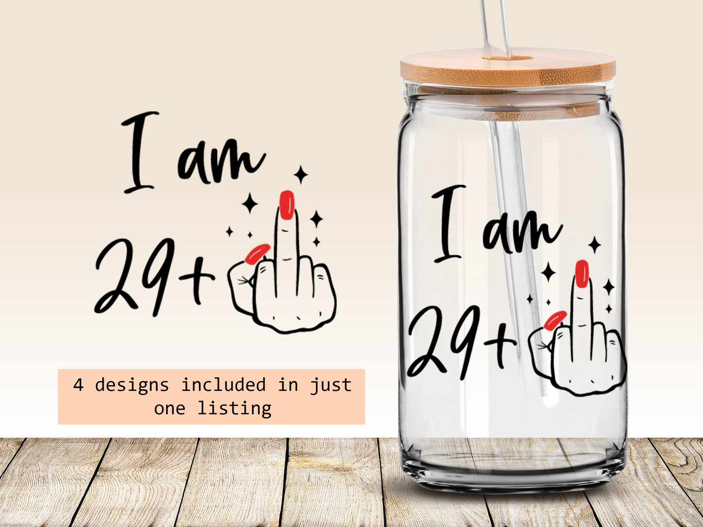 Funny 30th birthday 16oz Libbey glass can wrap, bundle for men women, SVG cutting file for Cricut, PNG sublimation, Single and Layered SVG
