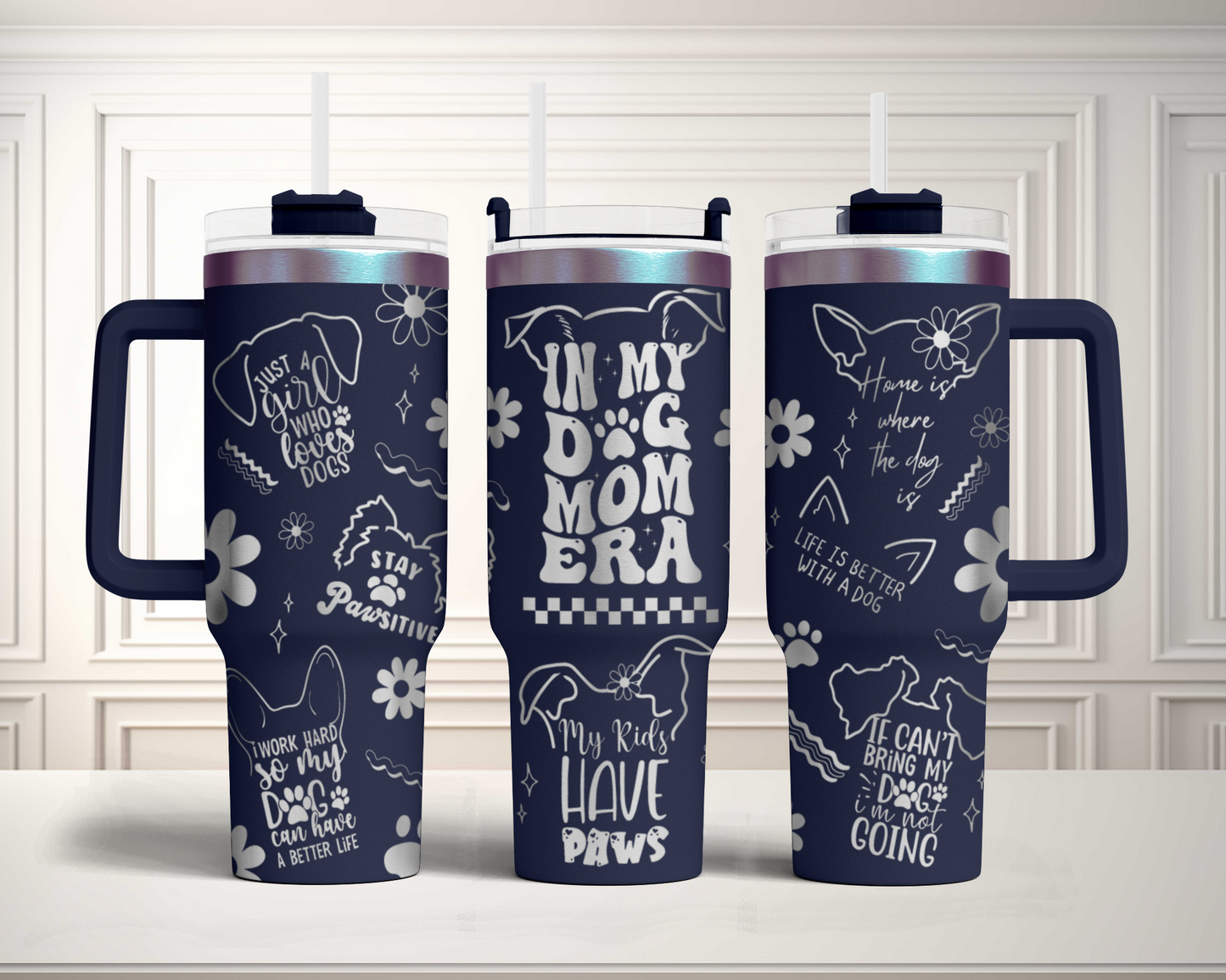 In my dog mom era, dog lover Engraved Full Wrap Seamless Design 40oz Tumbler, Digital Download, SVG Laser Rotary and PNG sublimation