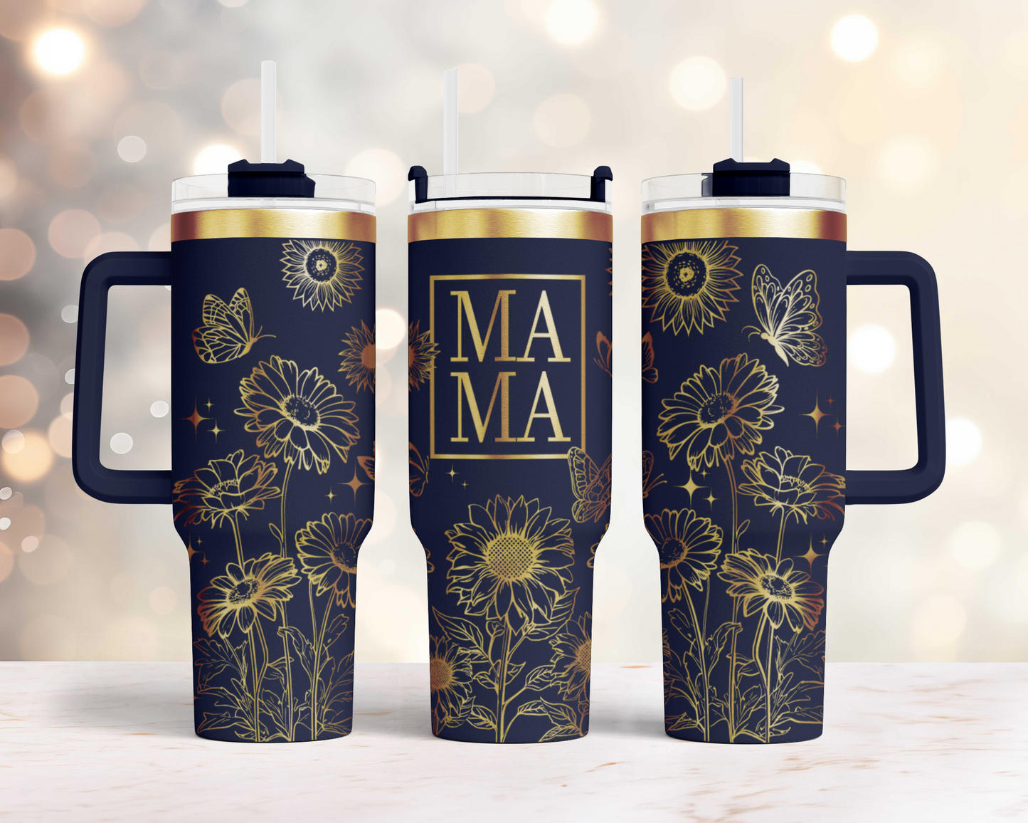 unflower Mama Engraved Full Wrap Seamless 40oz Tumbler SVG Laser Rotary and PNG sublimation