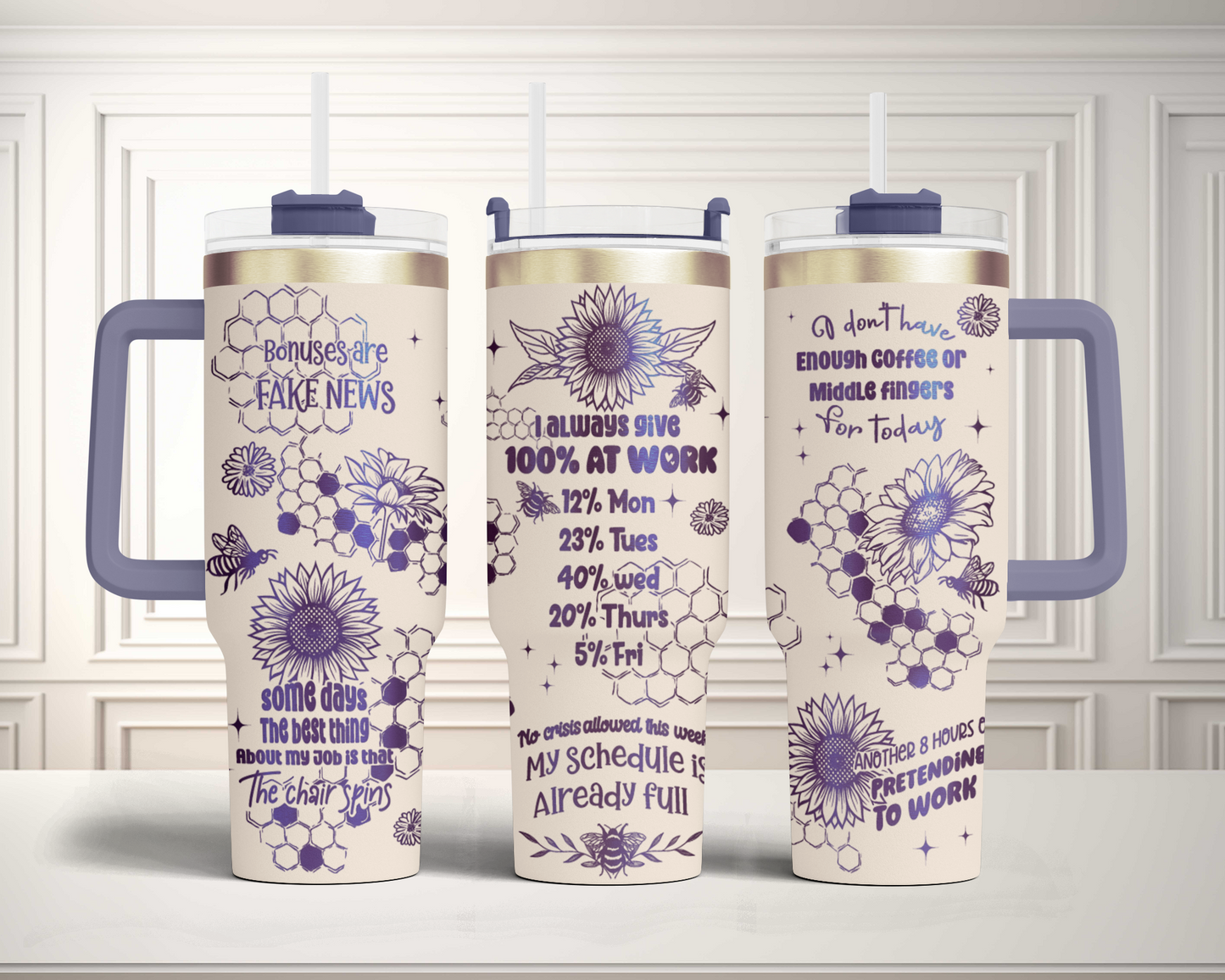 Funny Office Quotes, Sarcastic co-Worke bee sunflower 40oz Tumbler SVG Laser Engraved Full Wrap Seamless,PNG sublimation