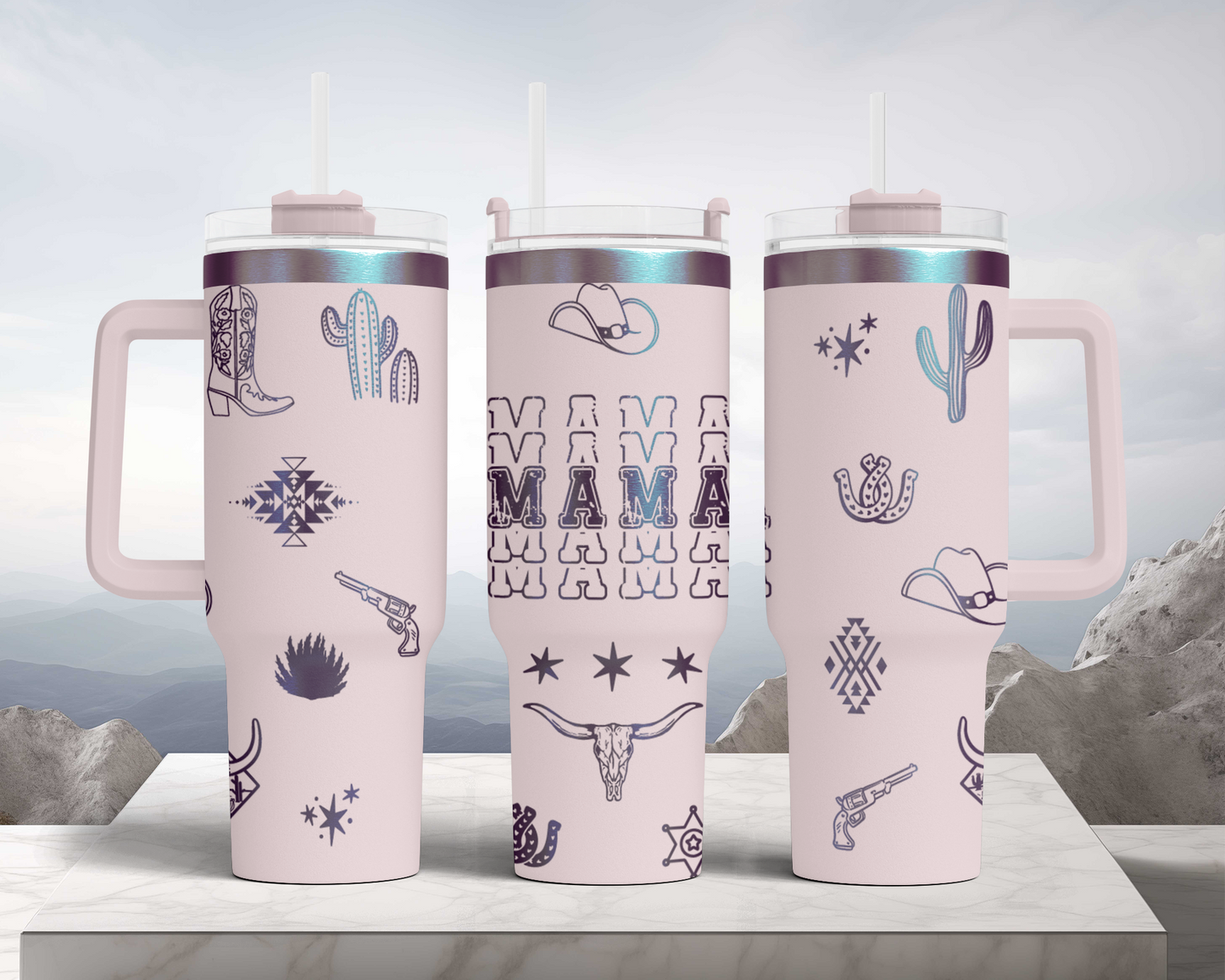 Howdy Mama Western Engraved Full Wrap Seamless 40oz Tumbler SVG Laser Rotary and PNG sublimation