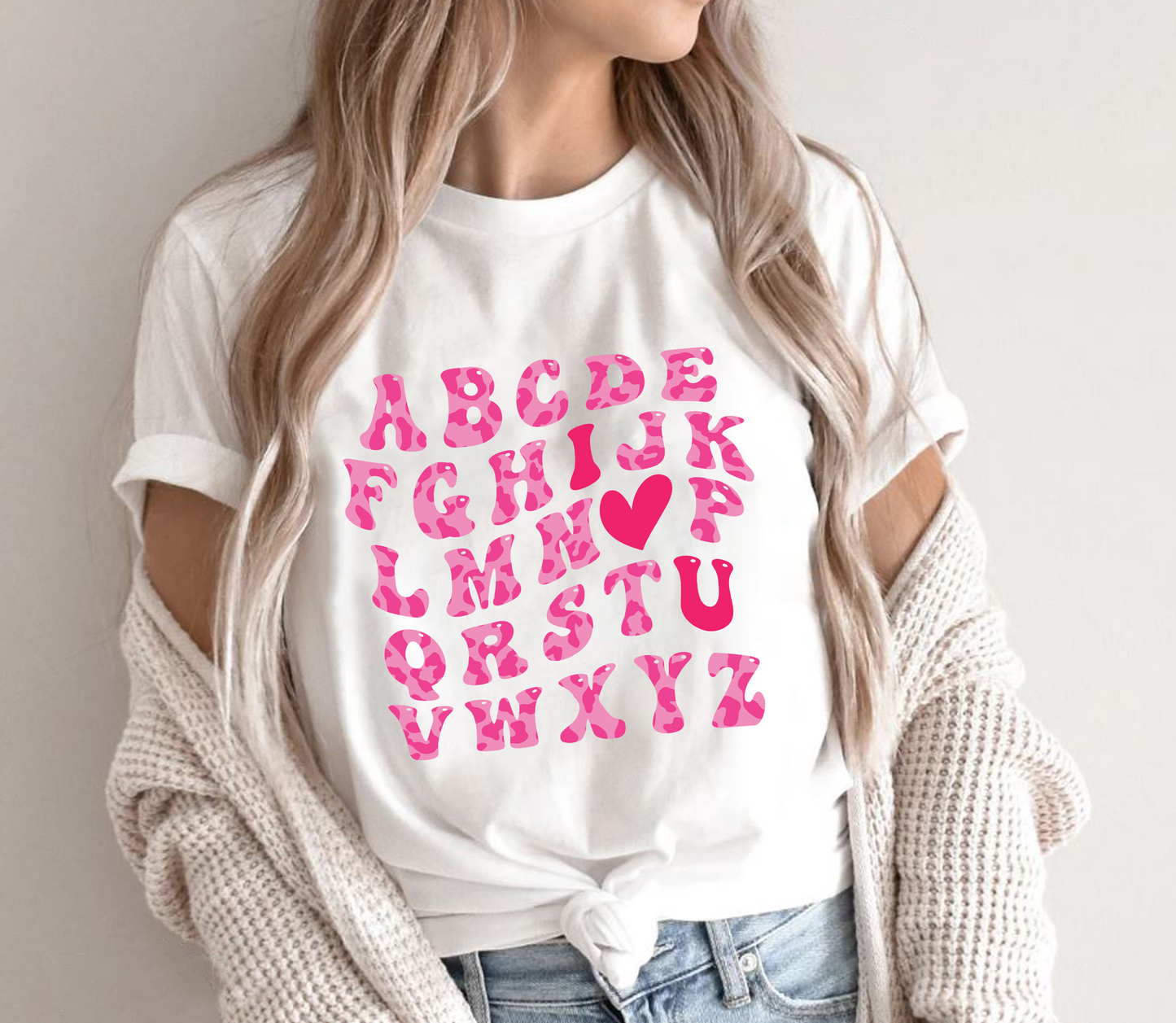 Wavy Valentine Leopard Alphabet I Love You Svg Png, Kids Valentines Svg, Love Alphabet Svg, Shirt design for Valentine's Day.,Layered SVG cut