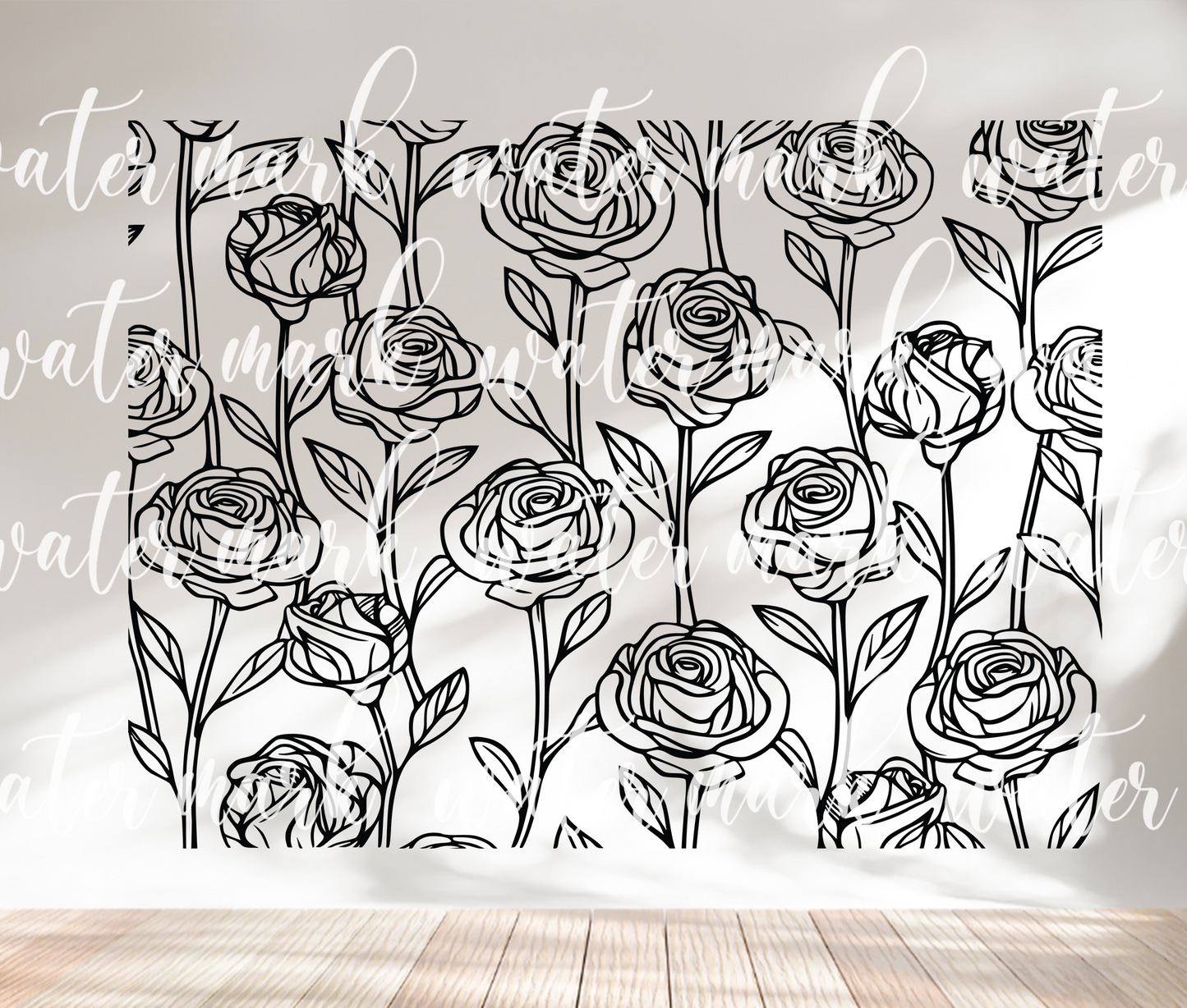 Rose pattern 40oz Tumbler SVG Laser Engraved Full Wrap Seamless