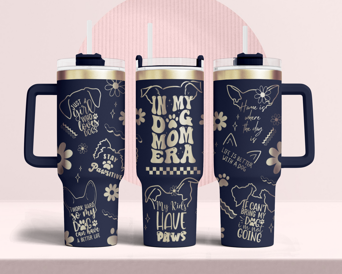 In my dog mom era, dog lover Engraved Full Wrap Seamless Design 40oz Tumbler, Digital Download, SVG Laser Rotary and PNG sublimation