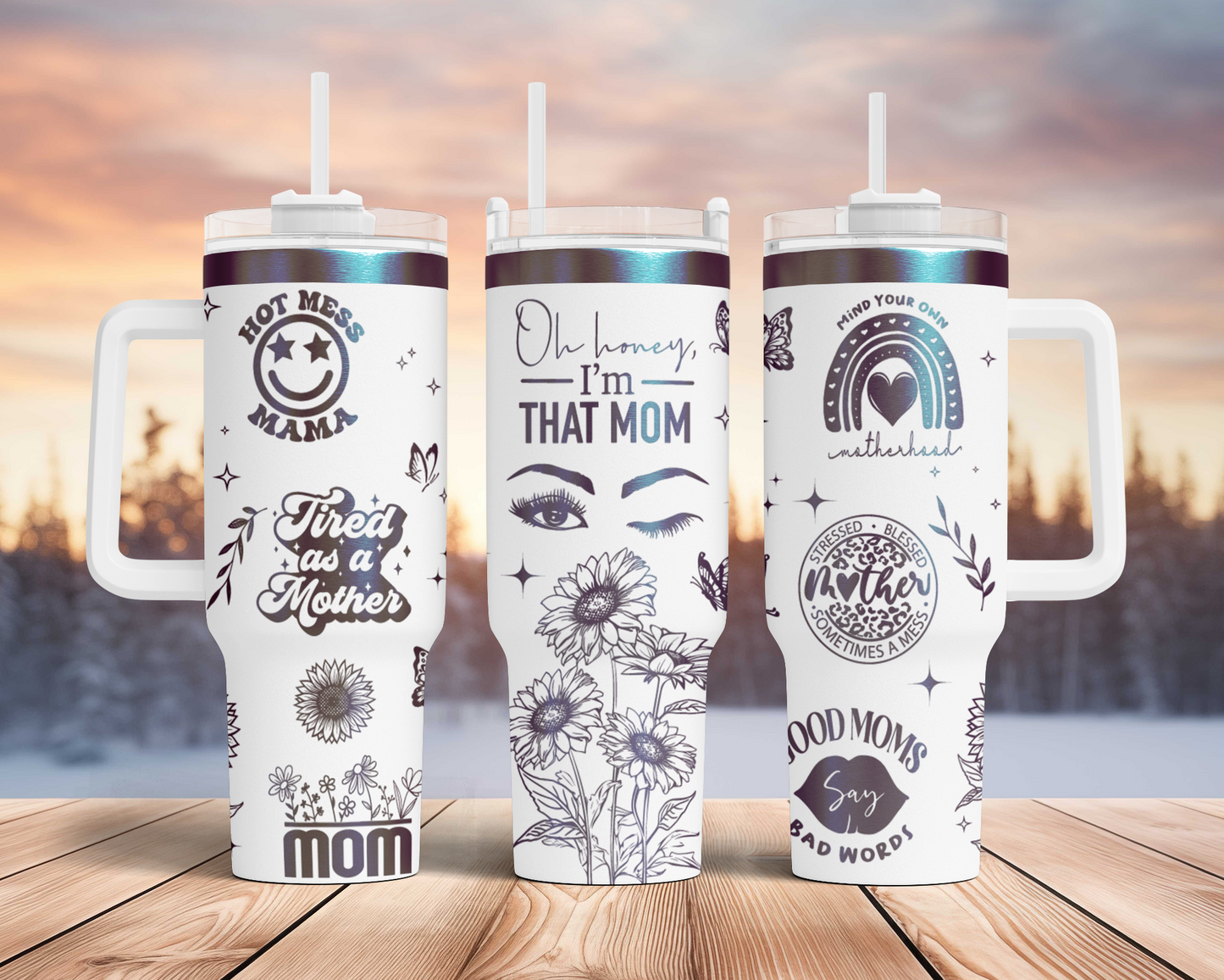 Mom, Mother's day Bundle 5 designs, 40oz Tumbler SVG Laser Engraved Full Wrap Seamless