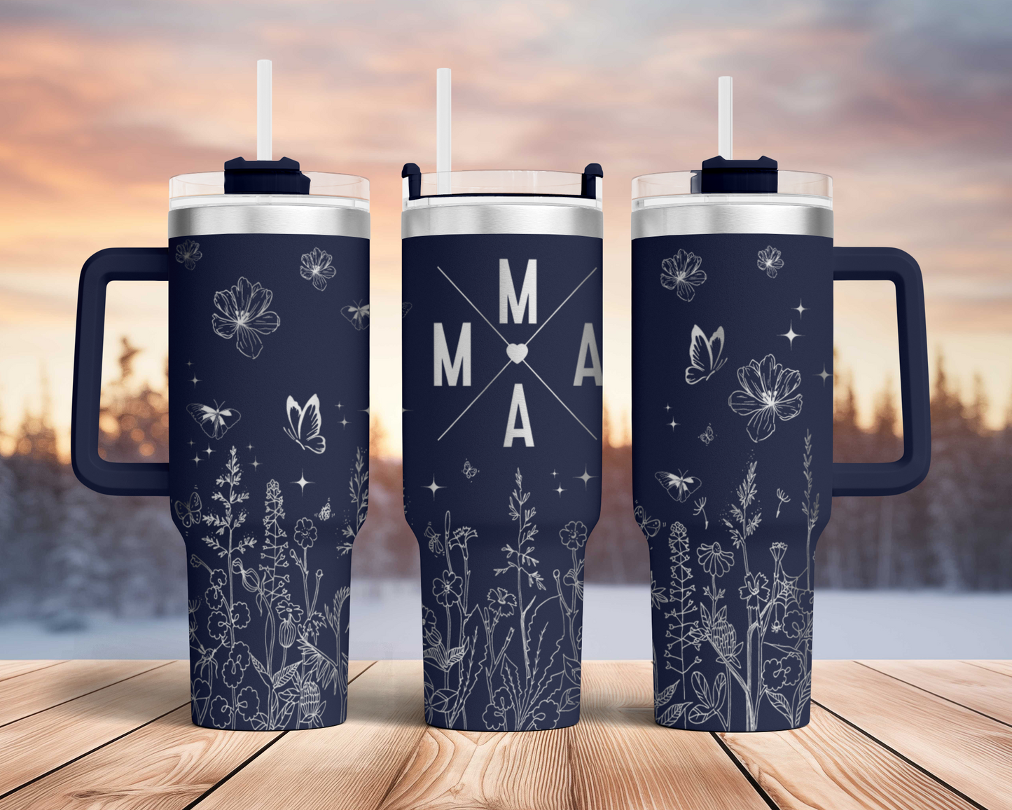 Wildflower Mama 40oz Tumbler SVG Laser Engraved Full Wrap Seamless, Rotary and PNG sublimation
