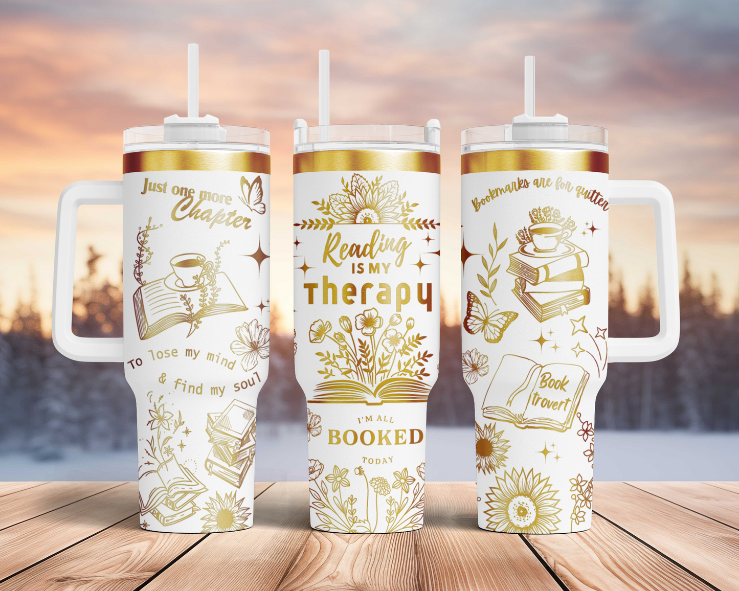 Reading is my therapy, book lover, Engraved Full Wrap Seamless 40oz Tumbler SVG Laser Rotary and PNG sublimation