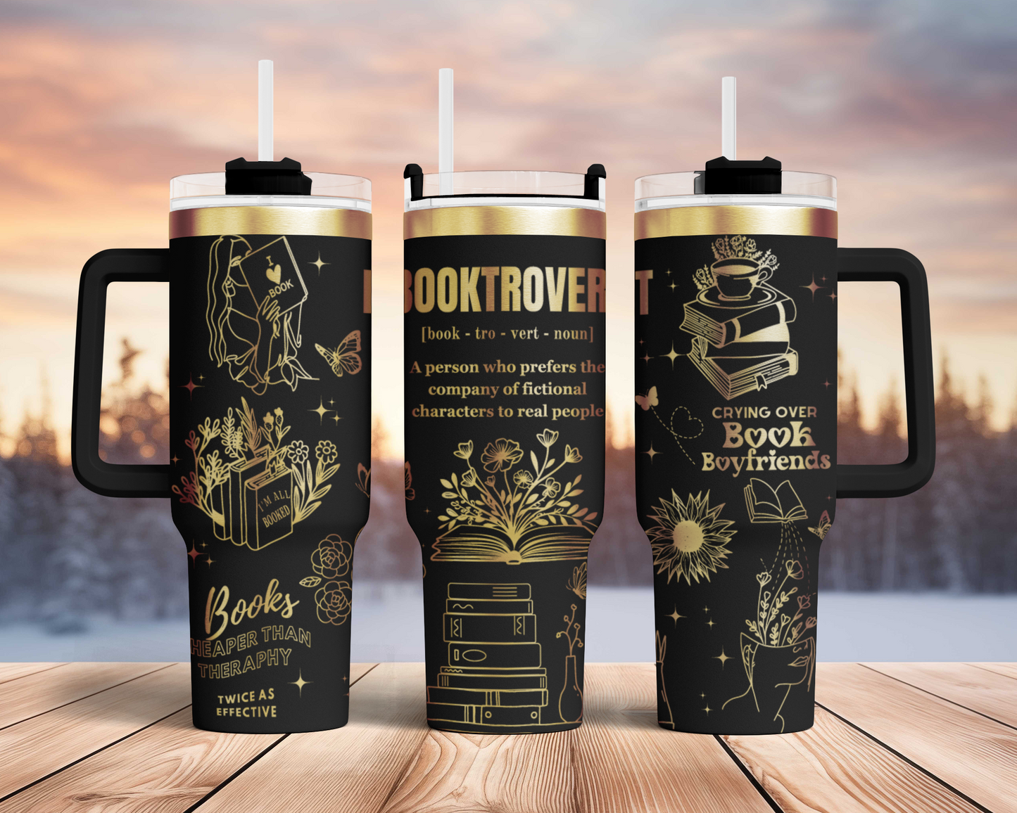 Booktrovert, funny book lover, Engraved Full Wrap Seamless 40oz Tumbler SVG Laser Rotary and PNG sublimation