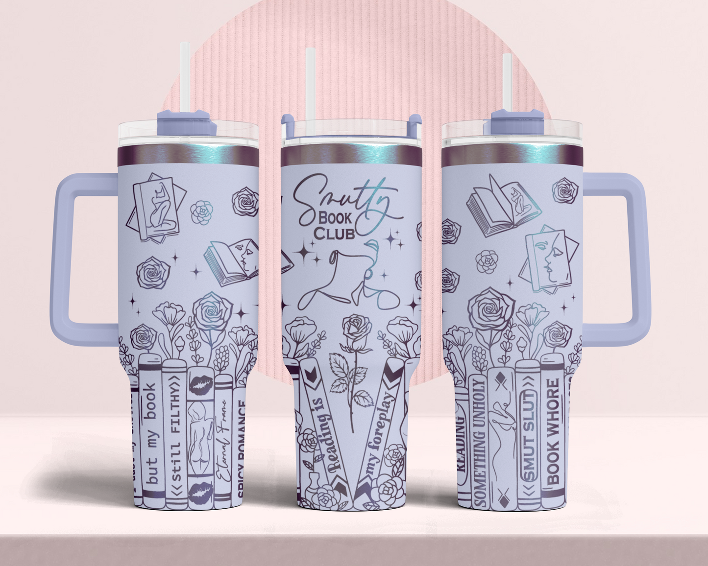 Smutty book club, funny book lover, Engraved Full Wrap Seamless 40oz Tumbler SVG Laser Rotary and PNG sublimation